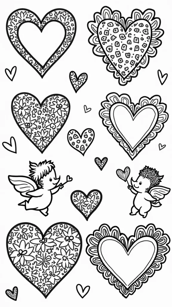 pages de coloriage du cœur de la Saint-Valentin